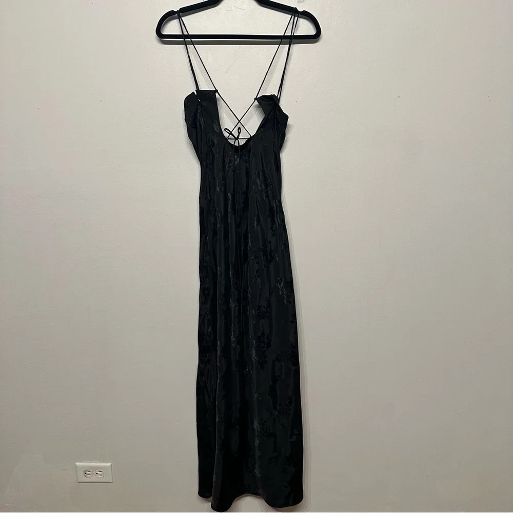 NWT Abercrombie & Fitch The A&F Julia Slip Satin Jacquard Maxi Dress Large